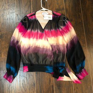 TANYA TAYLOR lightweight silk blouse; multi-colored, Size 0